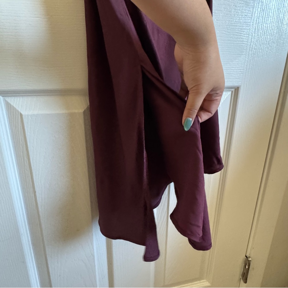 Elegant Burgundy Satin Dress Size large asymmetrical - Picture 3 of 6